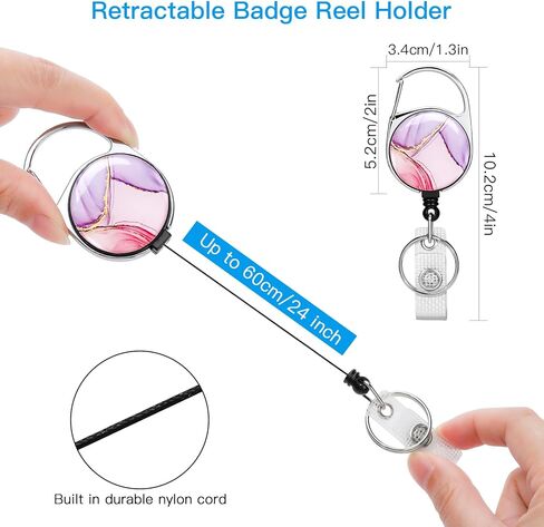 Soleebee Badge Cenlable Retractable ، حامل شارة Carabiner الممرضة ، مقطع شارة اسم المعرف ، مقطع بكرة الشارة مع مقطع حزام و 24 '' سلك نايلون متين (قطة أسود مع زهرة A) in Kuwait