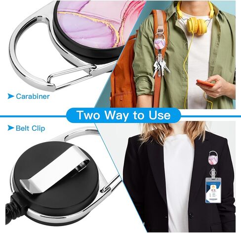 Soleebee Badge Cenlable Retractable ، حامل شارة Carabiner الممرضة ، مقطع شارة اسم المعرف ، مقطع بكرة الشارة مع مقطع حزام و 24 '' سلك نايلون متين (قطة أسود مع زهرة A) in Kuwait