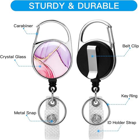 Soleebee Badge Cenlable Retractable ، حامل شارة Carabiner الممرضة ، مقطع شارة اسم المعرف ، مقطع بكرة الشارة مع مقطع حزام و 24 '' سلك نايلون متين (قطة أسود مع زهرة A) in Kuwait