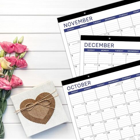 2025-2026 Desk Calendar - Desk Calendar 2025-2026, July 2025 - December 2026, 17" x 12", 18 Monthly Desk/Wall Calendar, Thick Paper with Corner Protectors, Large Ruled Blocks - Blue in Kuwait