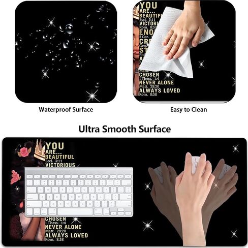 Large Gaming Mouse Pad+ Keyboard Wrist Rest Set, Ergonomics Memory Foam Mouse Mat Wrist Rest Support, Waterproof Extended Mousepad 31.5x11.8in, African American Women Black Girl Desk Pad in Kuwait