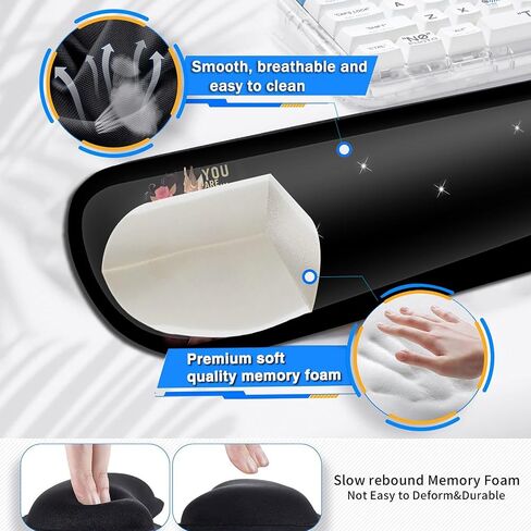 Large Gaming Mouse Pad+ Keyboard Wrist Rest Set, Ergonomics Memory Foam Mouse Mat Wrist Rest Support, Waterproof Extended Mousepad 31.5x11.8in, African American Women Black Girl Desk Pad in Kuwait