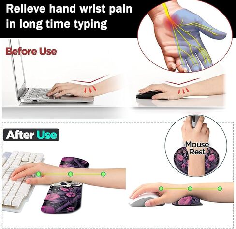 Large Gaming Mouse Pad+ Keyboard Wrist Rest Set, Ergonomics Memory Foam Mouse Mat Wrist Rest Support, Waterproof Extended Mousepad 31.5x11.8in, African American Women Black Girl Desk Pad in Kuwait