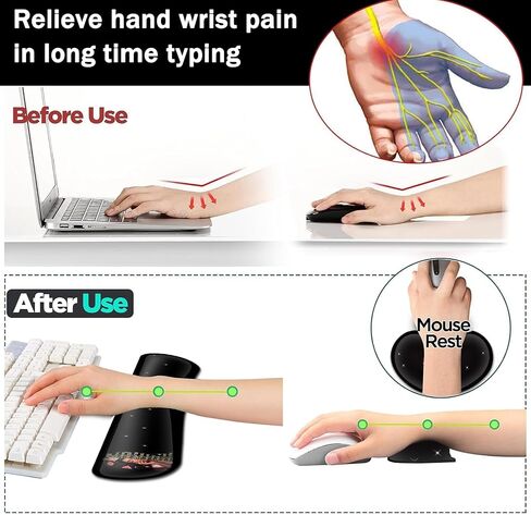 Large Gaming Mouse Pad+ Keyboard Wrist Rest Set, Ergonomics Memory Foam Mouse Mat Wrist Rest Support, Waterproof Extended Mousepad 31.5x11.8in, African American Women Black Girl Desk Pad in Kuwait