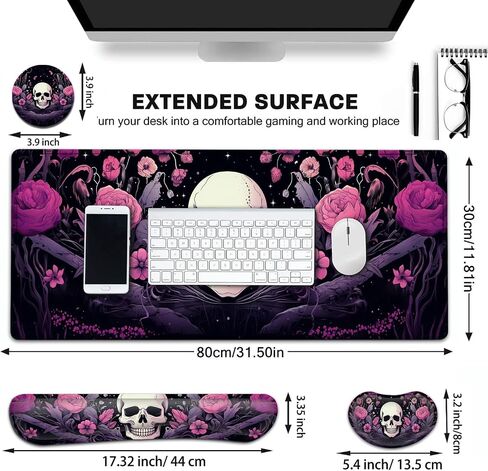 Large Gaming Mouse Pad+ Keyboard Wrist Rest Set, Ergonomics Memory Foam Mouse Mat Wrist Rest Support, Waterproof Extended Mousepad 31.5x11.8in, African American Women Black Girl Desk Pad in Kuwait