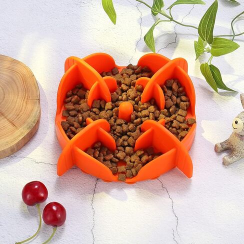 Slow Feeder Insert,Dog Bolw Slow Down Eating Cutable Slow Feeder Silicon Rubber Insert for Dog Bowl for Dog/Cat/Puppy (Small, Orange) in Saudi Arabia
