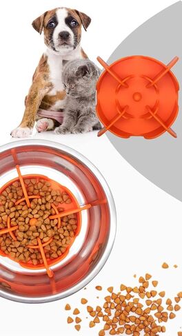 Slow Feeder Insert,Dog Bolw Slow Down Eating Cutable Slow Feeder Silicon Rubber Insert for Dog Bowl for Dog/Cat/Puppy (Small, Orange) in Saudi Arabia