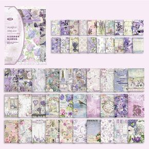 Doraking 100 Sheets Vintage Flower Scrapbook Paper, Multicolor, Rectangular, Premium Glossy, Ideal for Scrapbook, Journaling, Gift Decoration, Photo Album, Origami