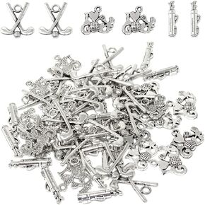 Honbay 60PCS Alloy Golf Charms Pendant, Golf Bag, Golf Club and Ball, I Love Golf Charms for DIY Necklace Earring Bracelet Keychain Craft Making (3 Style)