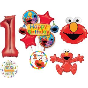 Elmo Sesame Street 1st Birthday Party Supplies Balloon Bouquet Decorations