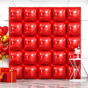 NISOCY 25PCS Metallic Silver Square Foil Balloons Wall Backdrop Chrome Silver Balloons Tunnel Garland Arch Kit for Anniversary Bachelorette Birthday Engagement Bridal Baby Shower Party Decorations