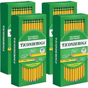 Ticonderoga Wood-Cased Pencils, Pre-Sharpened, 2 HB Soft, Yellow, 240 Count
