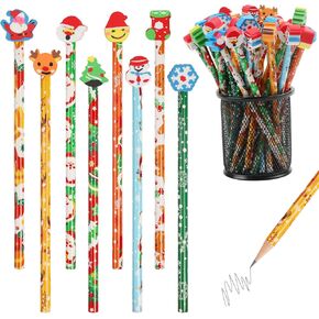 Ccinee 80 PCS كرامير عيد الميلاد مع القبعات العليا للممحاة العملاقة للأطفال ، Elk Snowman Snowflake تشكيلة قرطاسية عيد الميلاد لحفل عيد الميلاد لصالح Goodie Bag Stuffs الجوائز