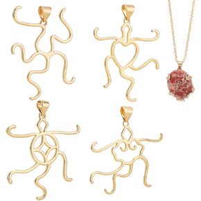 PH PandaHall 4pcs 18K Gold Claw Prong Pendant Setting Blank Gold Pendant Tray Base Brass Adjustable Pendant Blank Irregular Stone Holder Charms for Handmade Necklace Jewelry Making Wrapping Gemstone