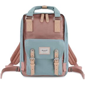 Himawari Backpack/Travel Backpack for Women 14.9" College Vintage Waterproof Bag ， Work Backpack for 14inch Laptop(-HIM-01#pink&blue)