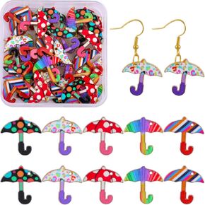 50Pcs Umbrella Charms Alloy Enamel Charms Pendants Cute Colorful Bulk Charms for Jewelry Bracelets Necklace Earrings Making DIY Craft Supplies