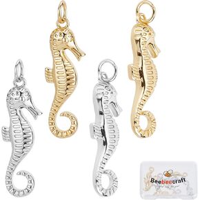 Beebeecraft 15Pcs/Box Sea Turtle Charms 18K Gold Plated Flat Round Pendant with Starfish Textured and Tortoise Pattern for DIY Necklace Bracelet Jewelry Crafts