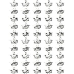 Mini 2025 Graduation Cap Charms Metal Year Letter Pendant Graduation Tassel Charm for Bracelet Earring Necklace Keychain Ornaments Jewelry Making Tags Craft Supplies,50PCS
