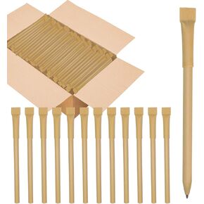100pcs Kraft Paper Barrel Writing Pen Eco-Friendly Pens Cardboard Pens Black Ink