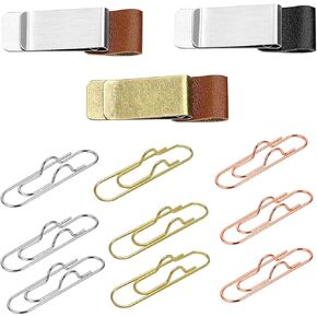 Pen Clip for Notebook & Books - 8 Pack PU Leather Retro Pen Loop with Metal Clips & Elastic Loop for Planner, Journals, Clipboard, Paper