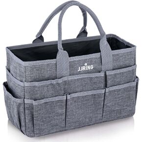 JJRING Craft Tote Bag Organizer for Art Storage, Grey Art Tote Organization with Multiple Pockets, Art Sewing Supply Bag for Scrapbooking, Medical, and Office Supplies Storage