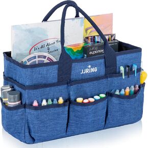 JJRING Craft Tote Bag Organizer for Art Storage, Grey Art Tote Organization with Multiple Pockets, Art Sewing Supply Bag for Scrapbooking, Medical, and Office Supplies Storage