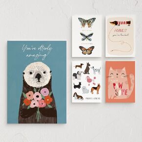 حيوانات Minted Thank You Geting Cards Pack ، شكرًا لك Notes Plategy Pack ، الأنيقة والقابلة للطي ، شكرًا لك على الأظرف ، رسالة بسيطة في الداخل ، مصممة من قبل فنانين مستقلين ، مجموعة من 6