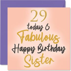 Fabulous 60th Birthday Cards for Sister - 60 Today & Fabulous - Happy Birthday Card for Sister from Brother, Little Sister Birthday Gifts, 145mm x 145mm Sibling Greeting Cards Gift for Big Sister