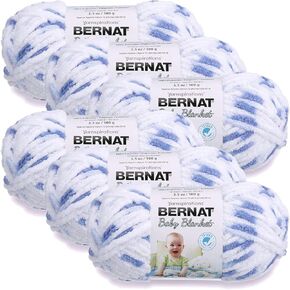 Bernat Little Denim Print, Baby Blanket Yarn, Multipack of 6, 6 Pack