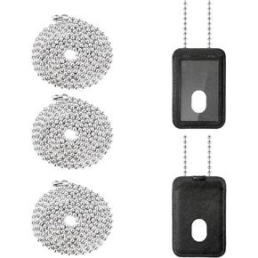 3-Pack Beaded Neck Chain for ID Card Police Badge Holders - 31.5 Inches Each(Necklaces only, no police badge holder)