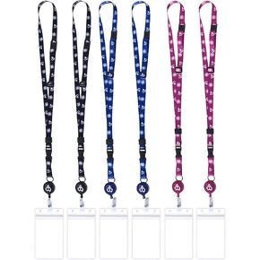 6 Pack Cruise Lanyard with Safety Clasp & Waterproof Transparent Card Holders, Adjustable Length, Suitable for Adults and Children, Assorted