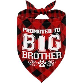 Dog Bandana, Promoted to Big Brother Dog Bandana, Dog Scarf Classical Plaid Printing, Dog Scarf Accessories, Dog Bandana Pet Scarf, Pet Plaid Scarf Gender Reveal Accessories, Dog Bandana Gift (B36)