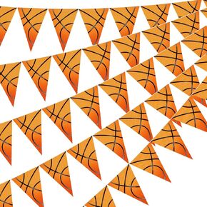 Faccito 5 Pack Basketball Flags Banner Sports Party Decorations Basketball Championship Pennants Hanging Decor Themed Triangle Flags Sports Game Garland for Birthday Party Supplies