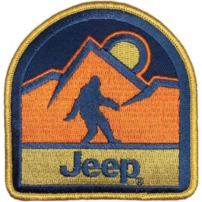 Jeep Sasquatch Scene Logo Embroidered Patch 3.3 inch x 3.5 inch | Heat Seal Patch for Clothes, Backpacks, Hats, Jackets, and Jeans