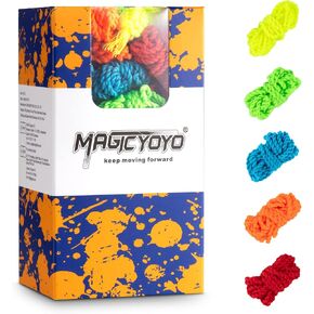 Yostar Yoyo Strings Professional 100 ٪ Polyester - يناسب حزمة سلاسل Yoyos -Yoo -Yo -Yo -Yo -Yo من 50 (أحمر ، برتقالي ، أصفر ، أزرق ، أخضر) (50 ٪)