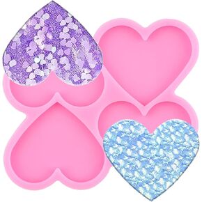 Resin Molds Badge Reel Mold Heart Silicone Molds for Jewelry Pendant Making Phone Grip Keychain Resin DIY Crafts Making