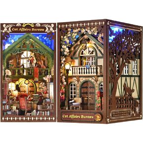 DIY Book Nook Kit, Book Nook Kits for Adults, 3D Wooden Puzzle Dollhouse Booknook Bookend for Bookshelf Decoration, Miniature Model Building Bookshelf Insert Alley - The Ancient Bar
