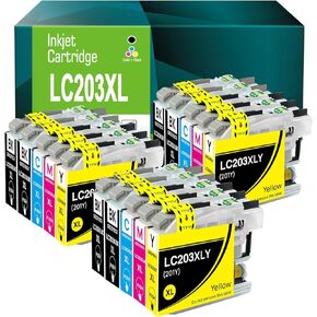 Compatible LC203 LC203XL LC201XL Ink Cartridge Replacement for Brother LC203XL LC201XL for MFC-J460DW J480DW J485DW J680DW J880DW J885DW MFC-J4320DW J4420DW J4620DW Series Printer,15-Pack