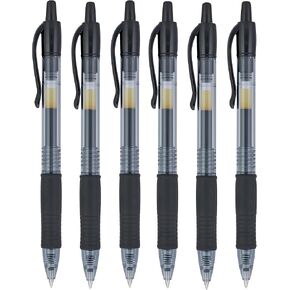 Pilot G2 07 Black Fine Retractable Gel Ink Pen Rollerball 0.7mm Nib Tip 0.39mm Line Width Refillable BL-G2-7 (6)