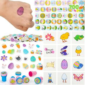 JOYIN Easter Crafts Assortment Kit with 500 Stickers, 144 Easter Shapes Adhesive, 60 Theme Temporary Tattoos and 6 Stampers (over 700 Pcs) for Egg Basket Stuffers Fillers in Saudi Arabia