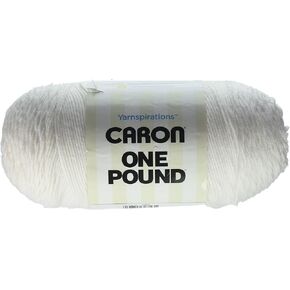 Caron Acrylic Dryable Machine Washable Yarn, 812 yd, White, 1 lb