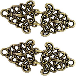 حزمة خطاف trivet filigree الحافة و splasp clasp حزمة 4 أزواج 64 مم × 29 ملم مثبتة. (الفضة العتيقة)