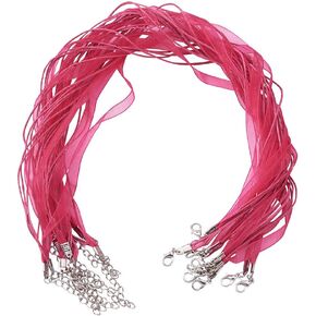 10Pcs 17" White Organza Ribbon Waxed Cotton Cord Jewelry Making Voile String with Silver Lobster Clasp Extender Chain