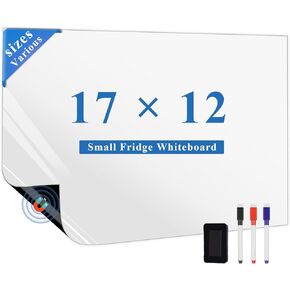 Magnetic Fridge White Board Paper, 17" x 12" Small Dry Erase Board Sheet for Organizer and Planner, Kitchen Refrigerator Whiteboard for Family to-do List, Includes Markers and Eraser