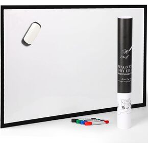 Magnetic Dry Erase Whiteboard Paper | 16x24 Self-Adhesive White Board Wall Paper & Fridge White Board Sticker for Office, Home, Kitchen | Includes 4 Markers & Magnetic Eraser | Easy to Clean