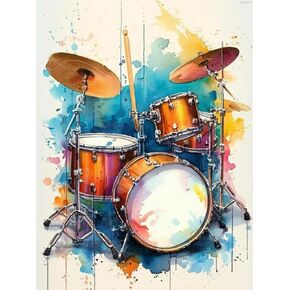 KAYEIUU Drum Diamond Art Painting Kits for Adult, Musical Instruments 5D Diamond Art for Adults, Round Drill Painting by Diamonds Art and Crafts for Home Wall Decor Gift 12x16 inch