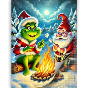 YOMEIA 5D Christmas Decorations Gnome Diamond Painting Kits for Adults&Beginner Full Drill Diamond Art Paint with Round Diamonds DIY Gem Painting Kit for Home Wall Decor