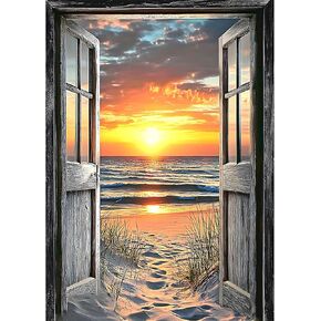 CEOVR Diamond Painting Kits for Adults, Beach Sunset Diamond Art Dots 5D Full Drill DIY Gem Art, Adult Crafts Kits Arts and Crafts, Wall Decor for Home Office 12x16in