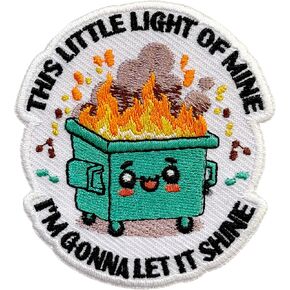 This Little Light of Mine Embroidery Patches for Clothes Backpacks Hats Jeans Bags, Dumpster Fire Size 3" Iron On Patch or Sew On Patches, Applique Embroidery Patches, Gift for Boys Girls