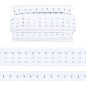 FINGERINSPIRE 3.3 Yard Pair 3 Row Hook & Eye Tape Trim 49mm Wide White Spacing Polyester Tape Ribbon with Stainless Steel Hook Edge Trimming Ribbon for DIY Clothing Decorations